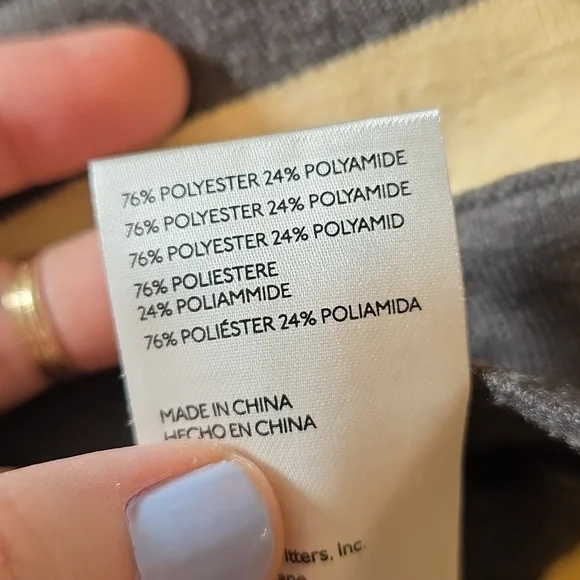 Free People Oversized Gray Beige & Cream Striped Sweater - Picture 5 of 6